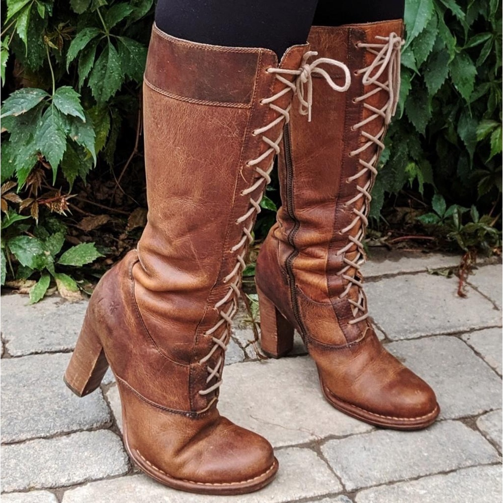Frye Villager Tall Lace Up Leather Boot